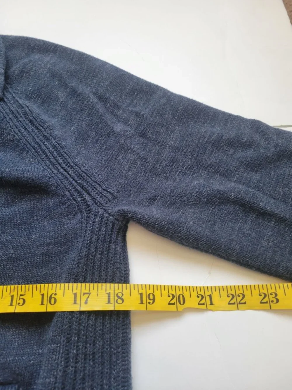 Banana Republic blue organic cotton cardigan full button-up front side pockets